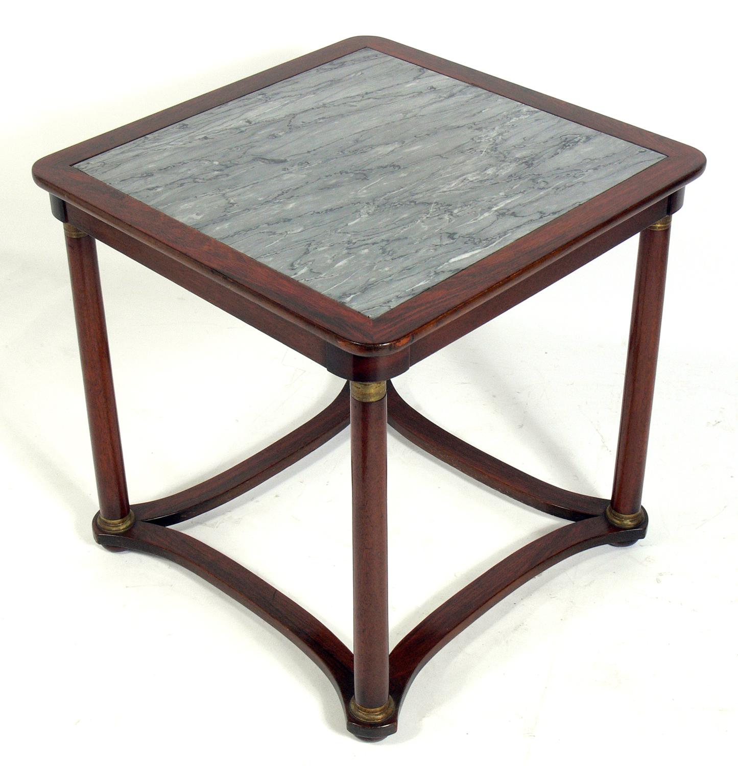 French Neoclassical Rosewood and Marble Table For Sale