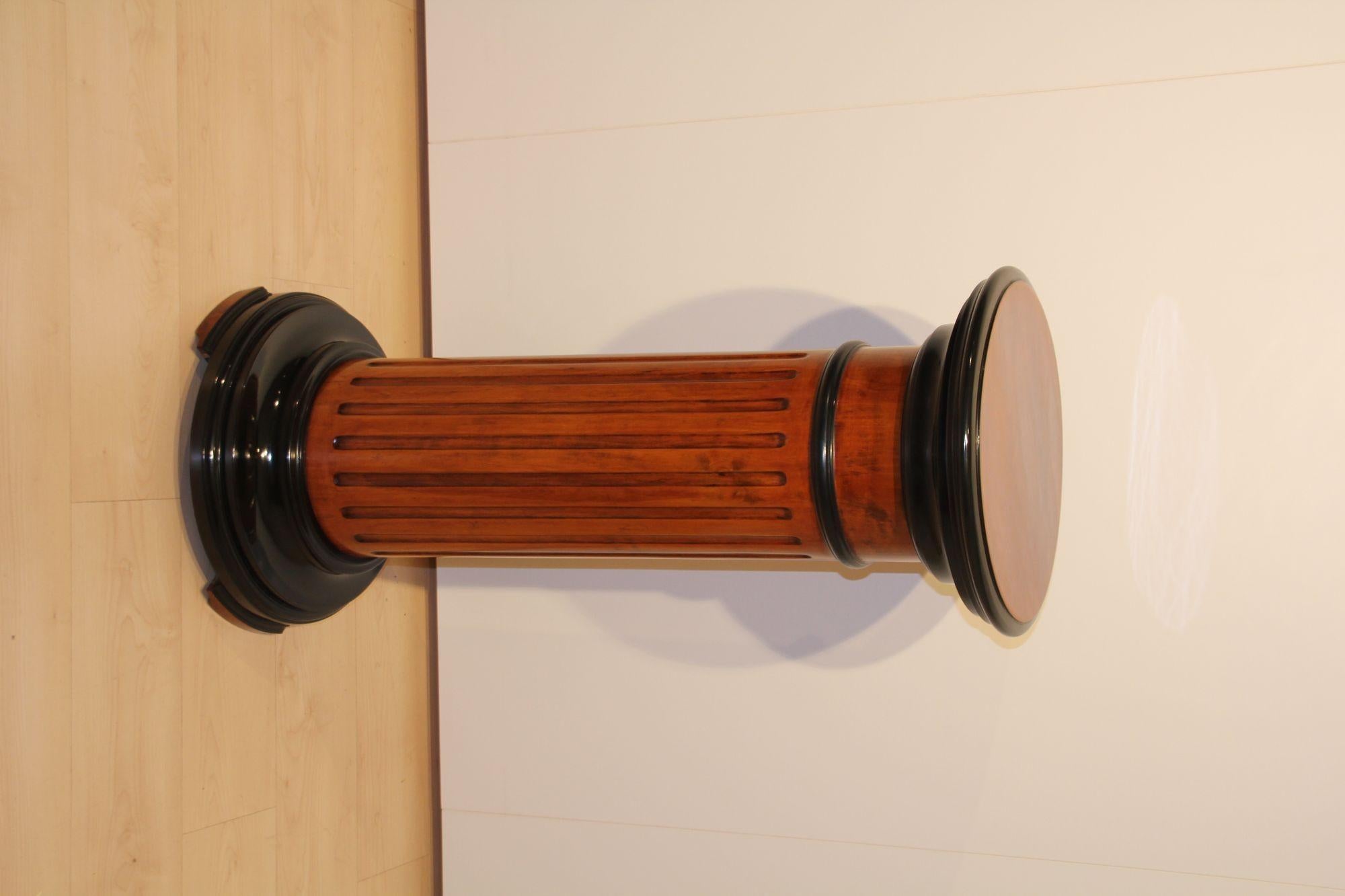 Rotating Pedestal, Neoclassical Style, Beech Wood, Ebonized, Germany circa 1920 For Sale 10