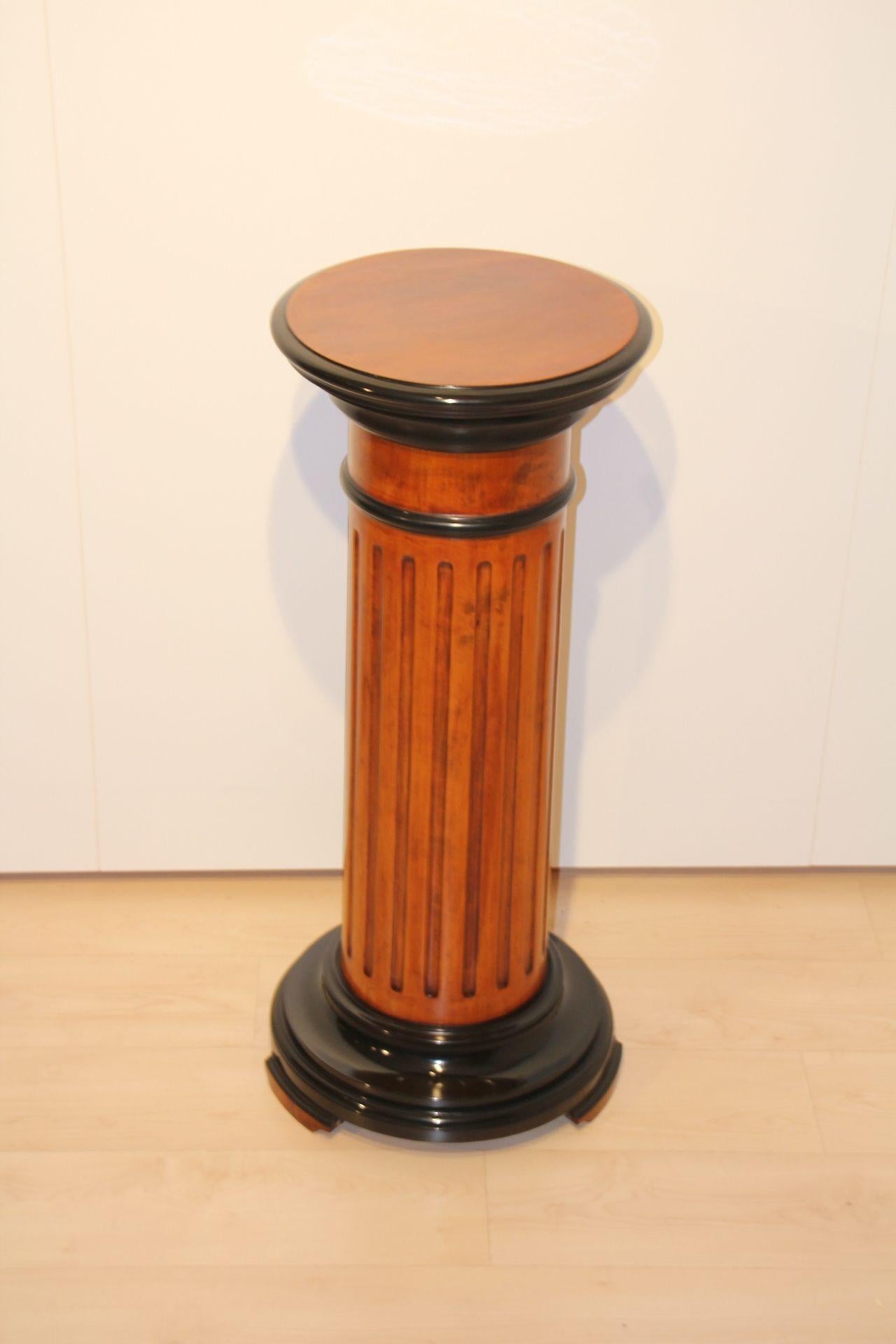 Rotating Pedestal, Neoclassical Style, Beech Wood, Ebonized, Germany circa 1920 For Sale 11