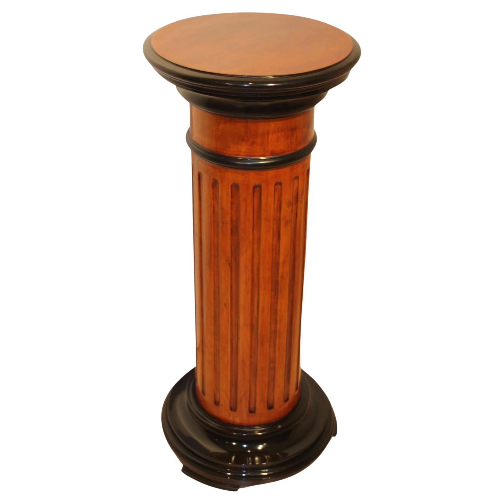 Rotating Pedestal, Neoclassical Style, Beech Wood, Ebonized, Germany circa 1920 For Sale