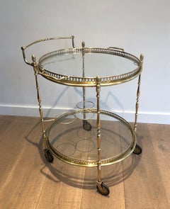 Neoclassical Round Brass Drinks Trolley by Maison Bagués