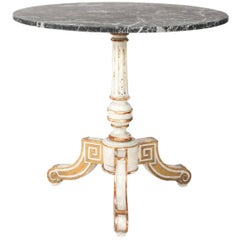 Neoclassical Round Marble-Top Pedestal Side Table, circa 1930s