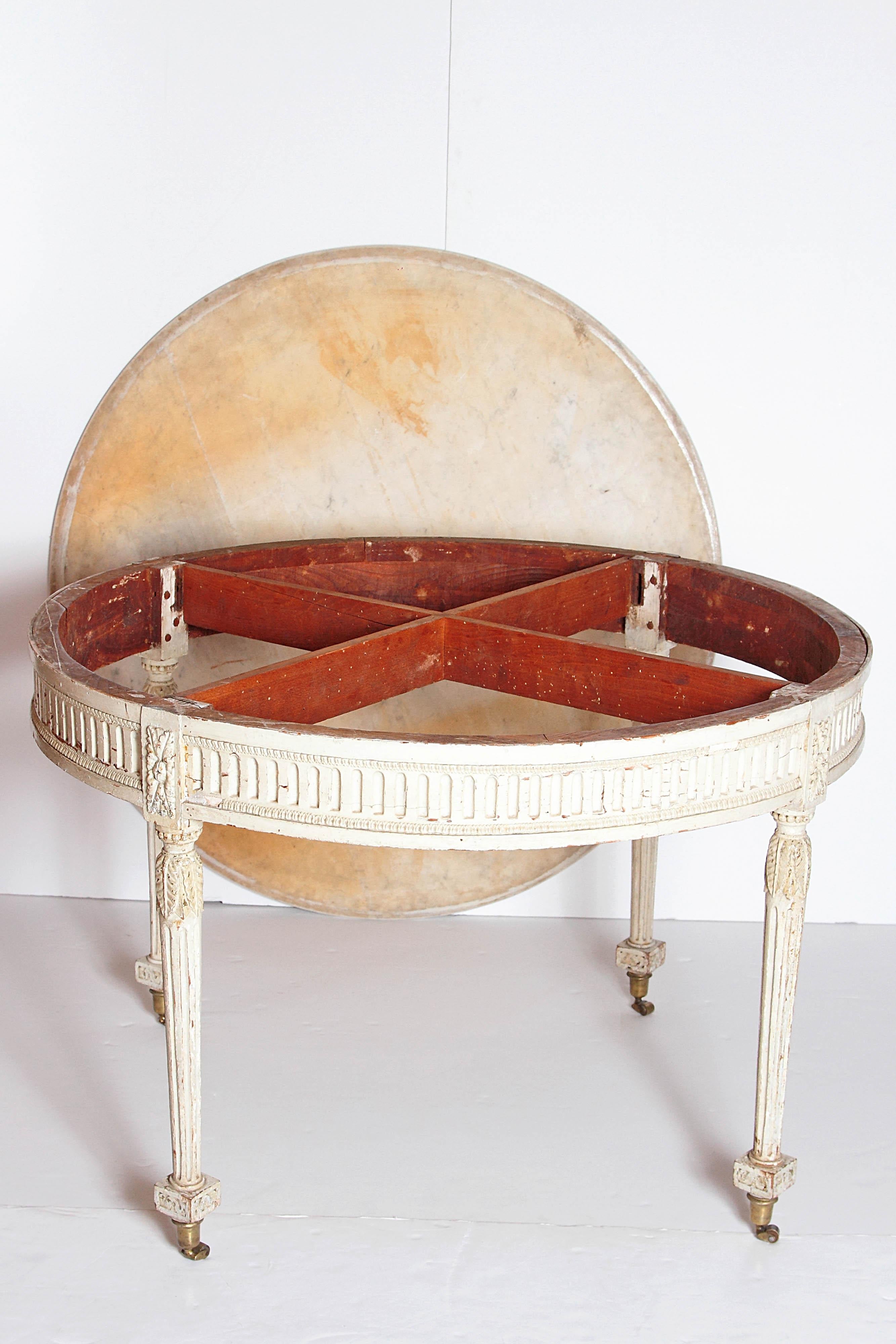 Neoclassical Round Painted Table with Marble Top 6