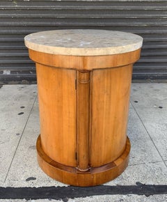 Round Nightstand/Side Table with a Marble Top by Baker Furniture