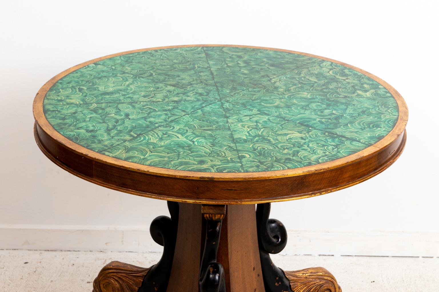 Wood Neoclassical Round Table For Sale