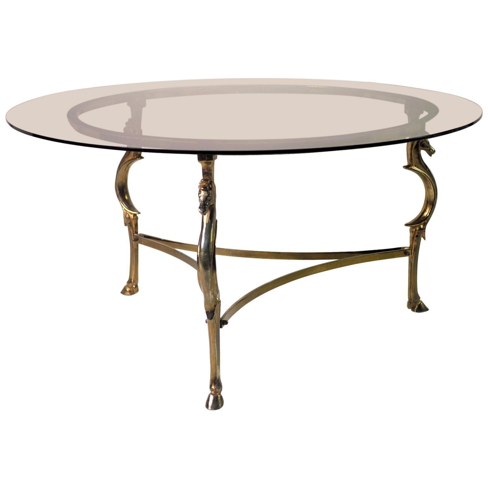 Neoclassical Round Table with Bronze Horse Heads, Italy, 1960