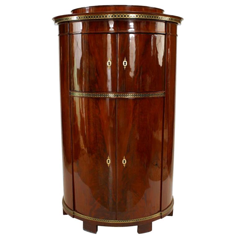 Russian Neoclassic Mahogany Demilune Cabinet For Sale