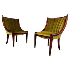 Neoklassizistische Sessel ohne Armlehne aus Mahagoni und Samt mit kanalisierter Rückenlehne von Sally Sirkin Lewis