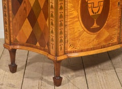 Neoclassical Satinwood Marquetry Demi-Lune Side Cabinet