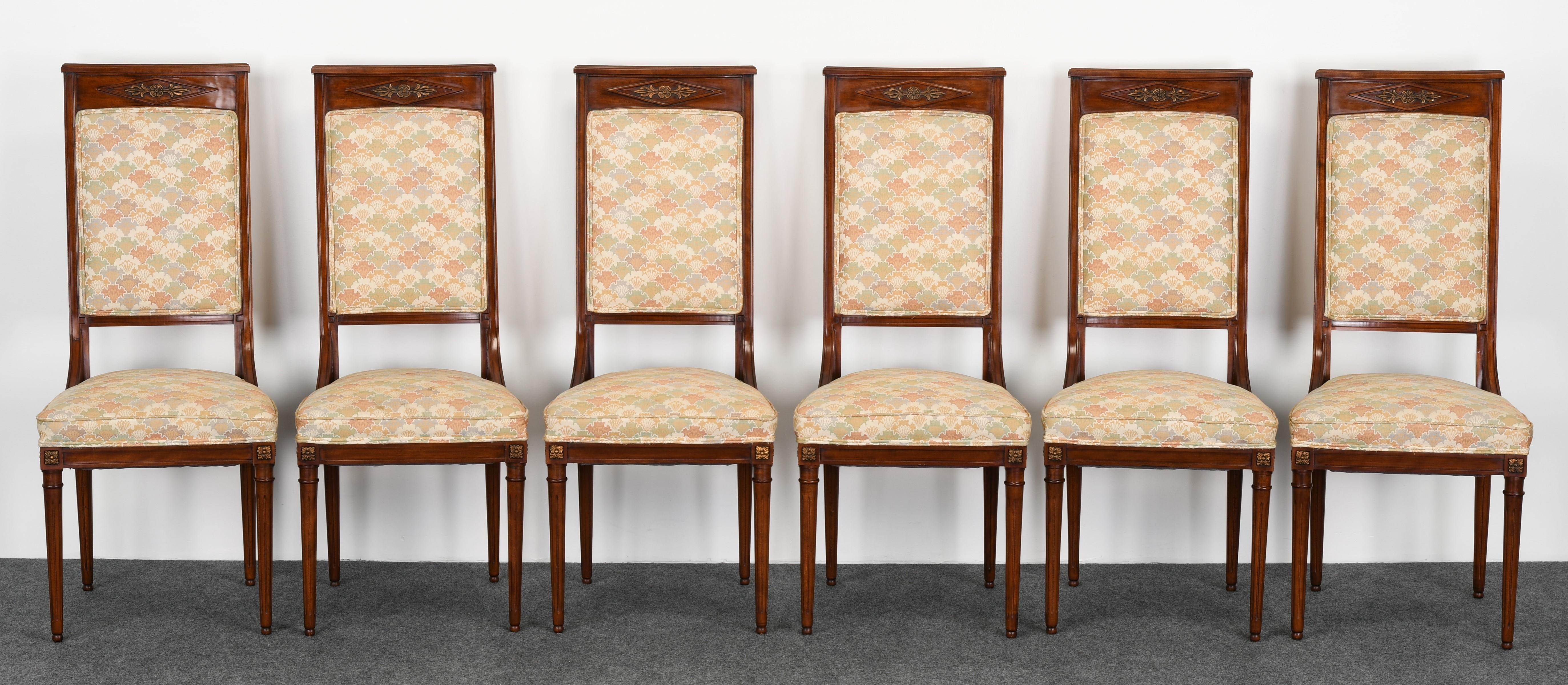 American Neoclassical Set of Eight Mahogany Dining Chairs, 1960s