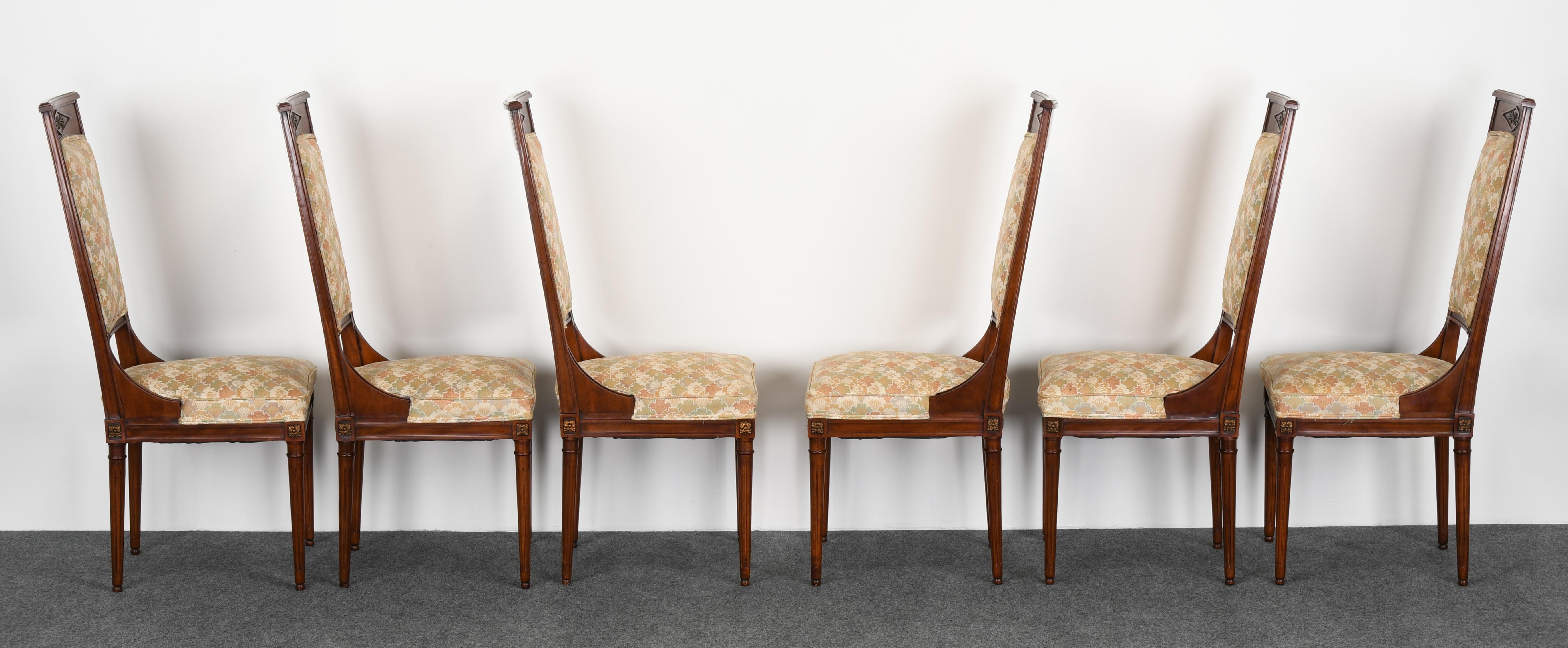 Neoclassical Set of Eight Mahogany Dining Chairs, 1960s 2
