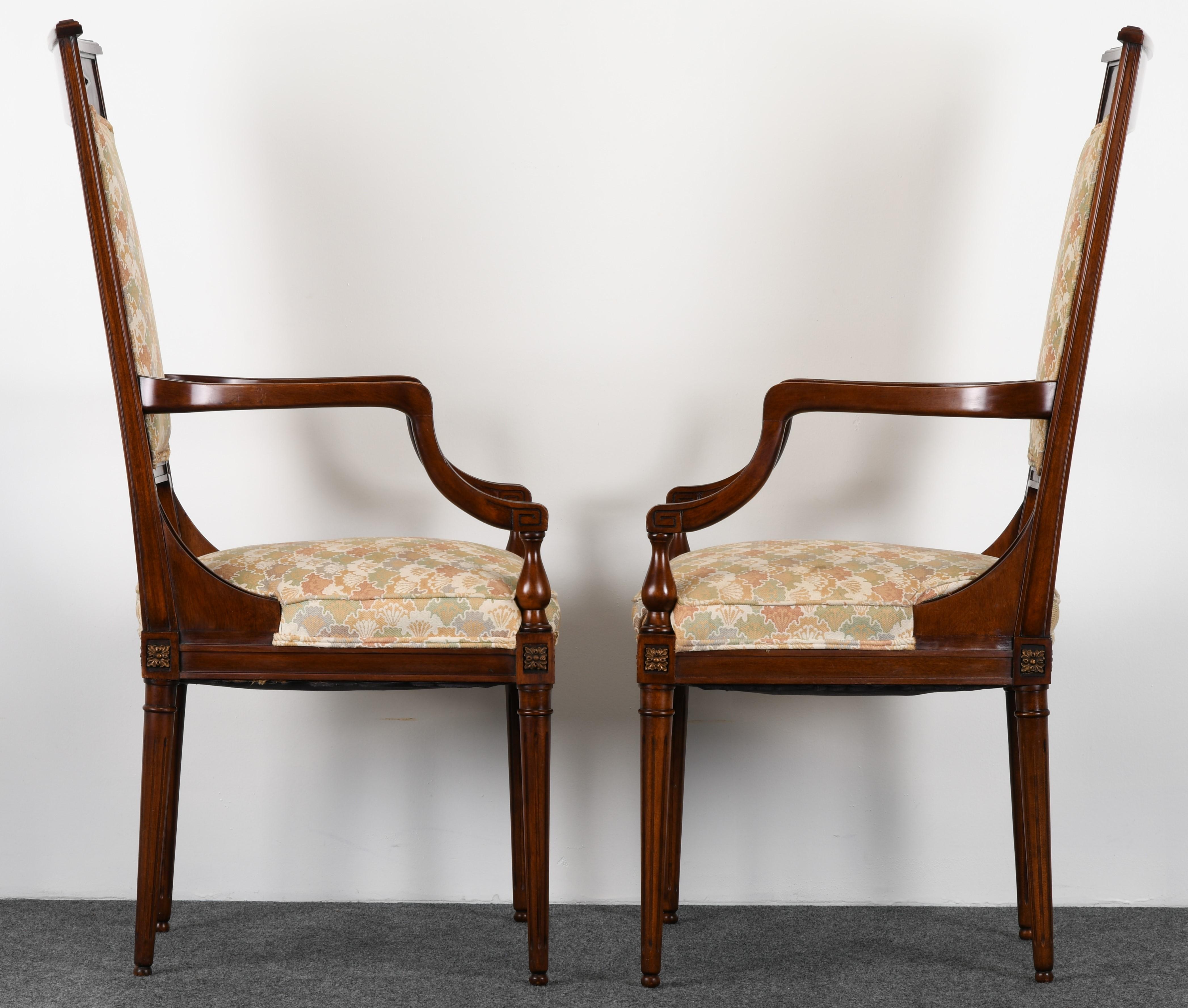Neoclassical Set of Eight Mahogany Dining Chairs, 1960s 3