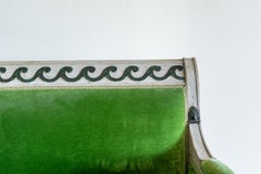 Neoclassical Settee Upholstered in Bottle Green Silk Velvet