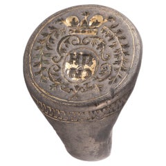 Neoklassische Silber & vergoldetes Metall Russische Ovalform Siegelring 1780er Jahre