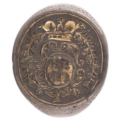 Neoclassical Silver & Gilt Metal Italian Oval Shape Signet Ring 1780’s
