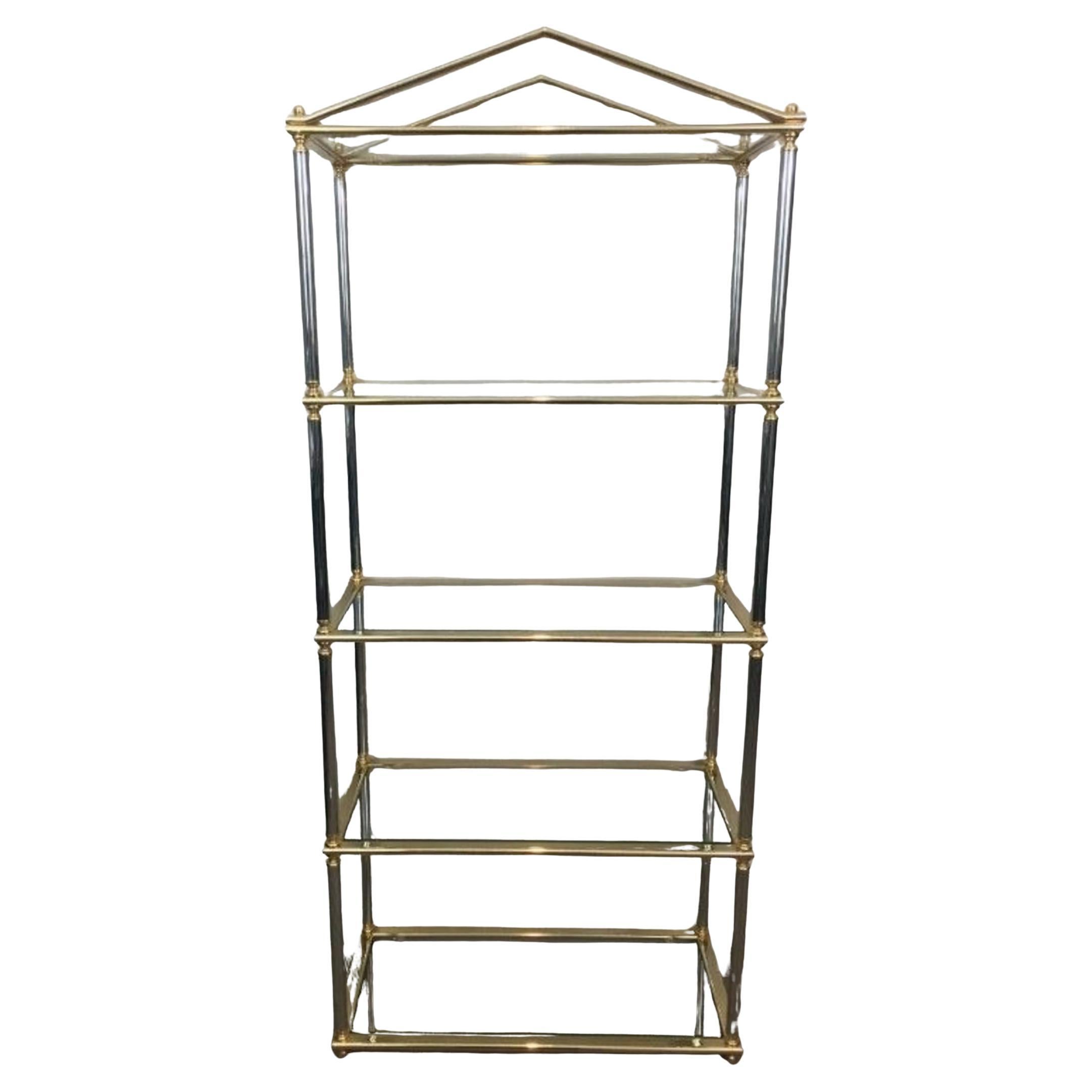 Neoclassical Silver Gun Metal and Gold gilt Metal Shelves