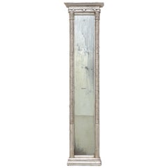 Neoclassical Silver Leaf Pier Mirror with Ringed Columns and Cornice, Italy, ca.