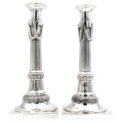 Antique Neoclassical Silver Pair of Candlesticks German circa 1800