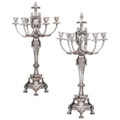 Neoclassical Silver Plate Candelabra by Christofle