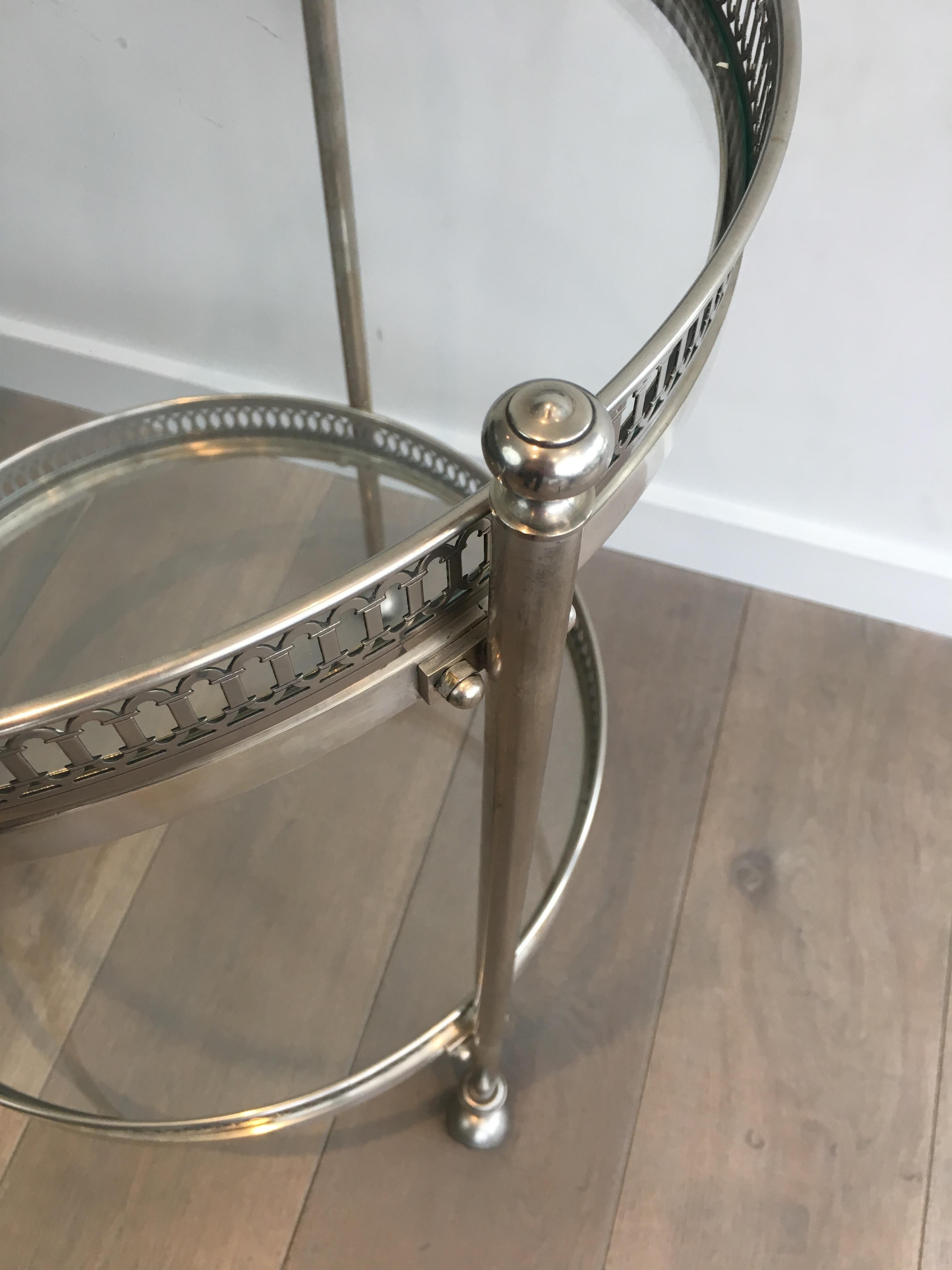 Neoclassical Silver Plated Round Trolley, French, circa 1940 4
