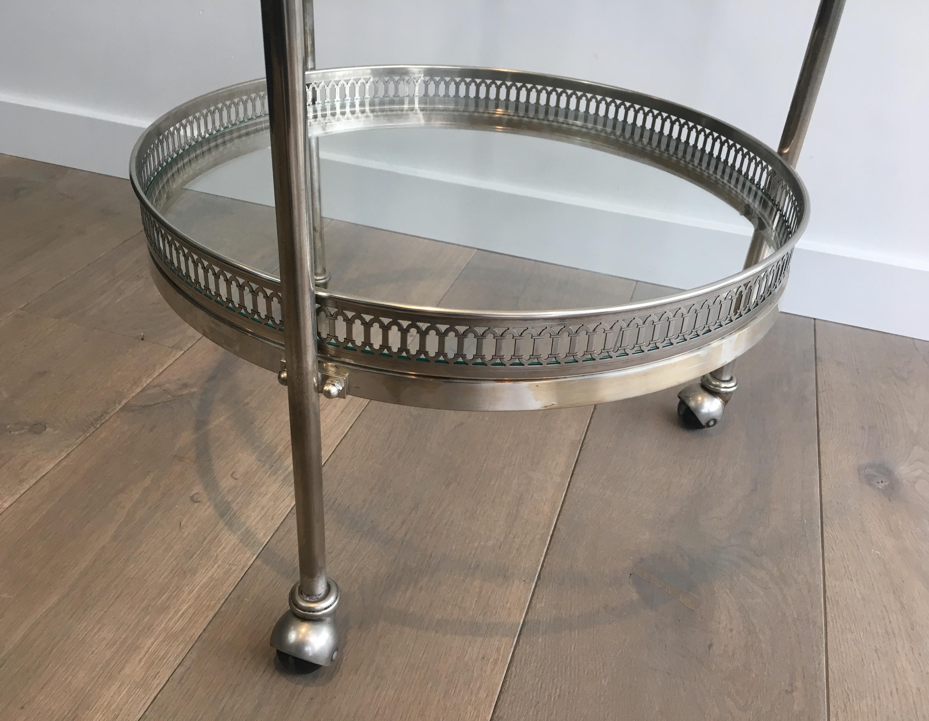 Neoclassical Silver Plated Round Trolley, French, circa 1940 5