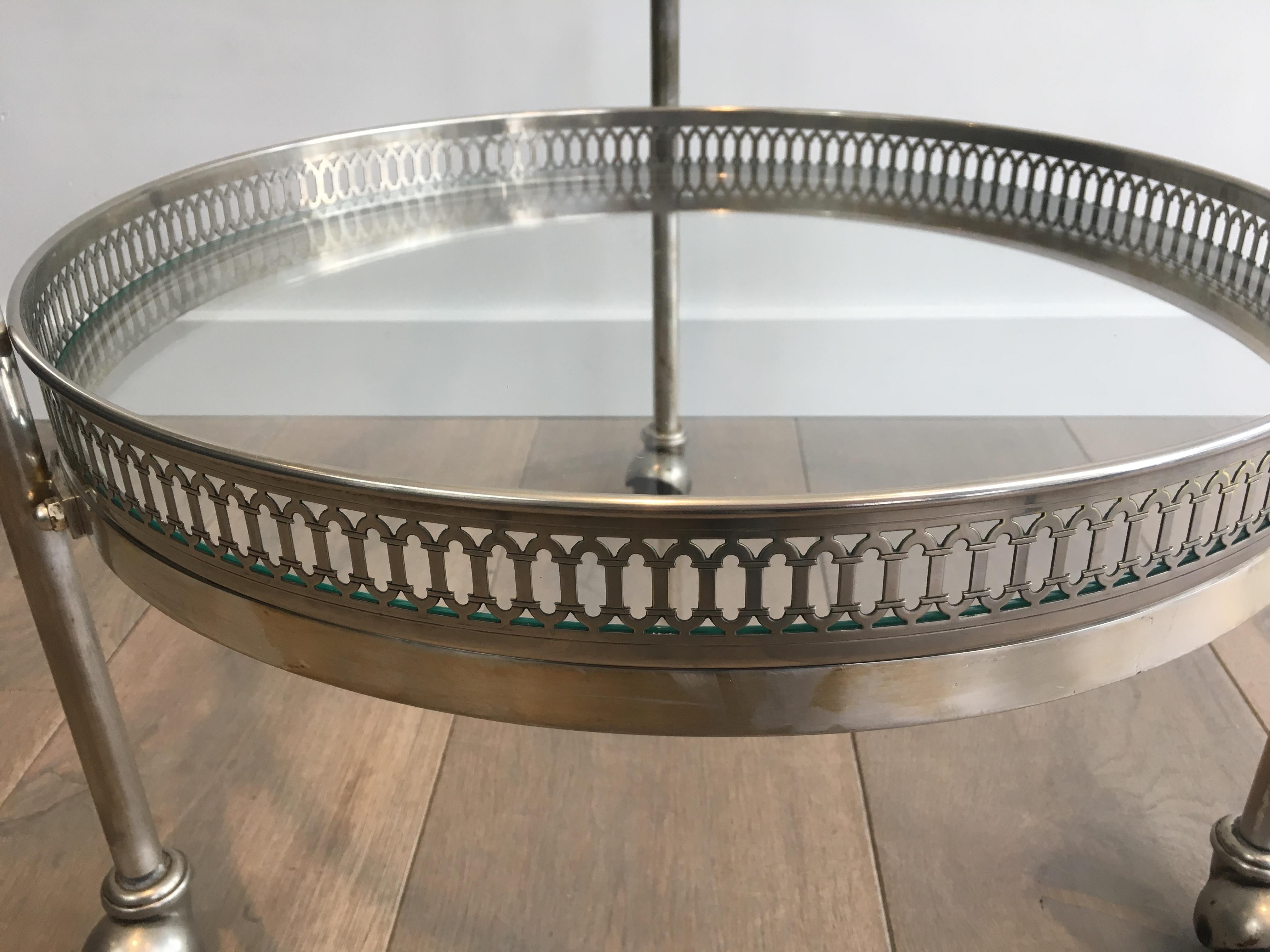 Neoclassical Silver Plated Round Trolley, French, circa 1940 6