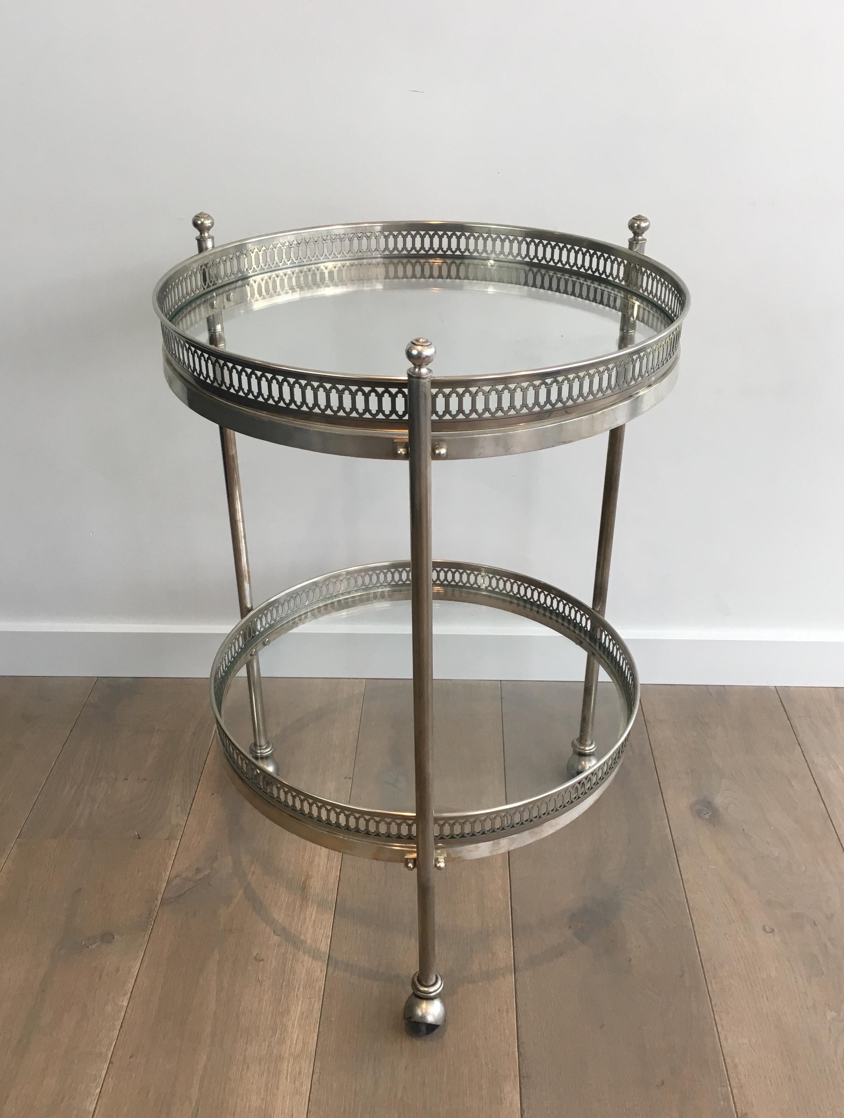 Neoclassical Silver Plated Round Trolley, French, circa 1940 9