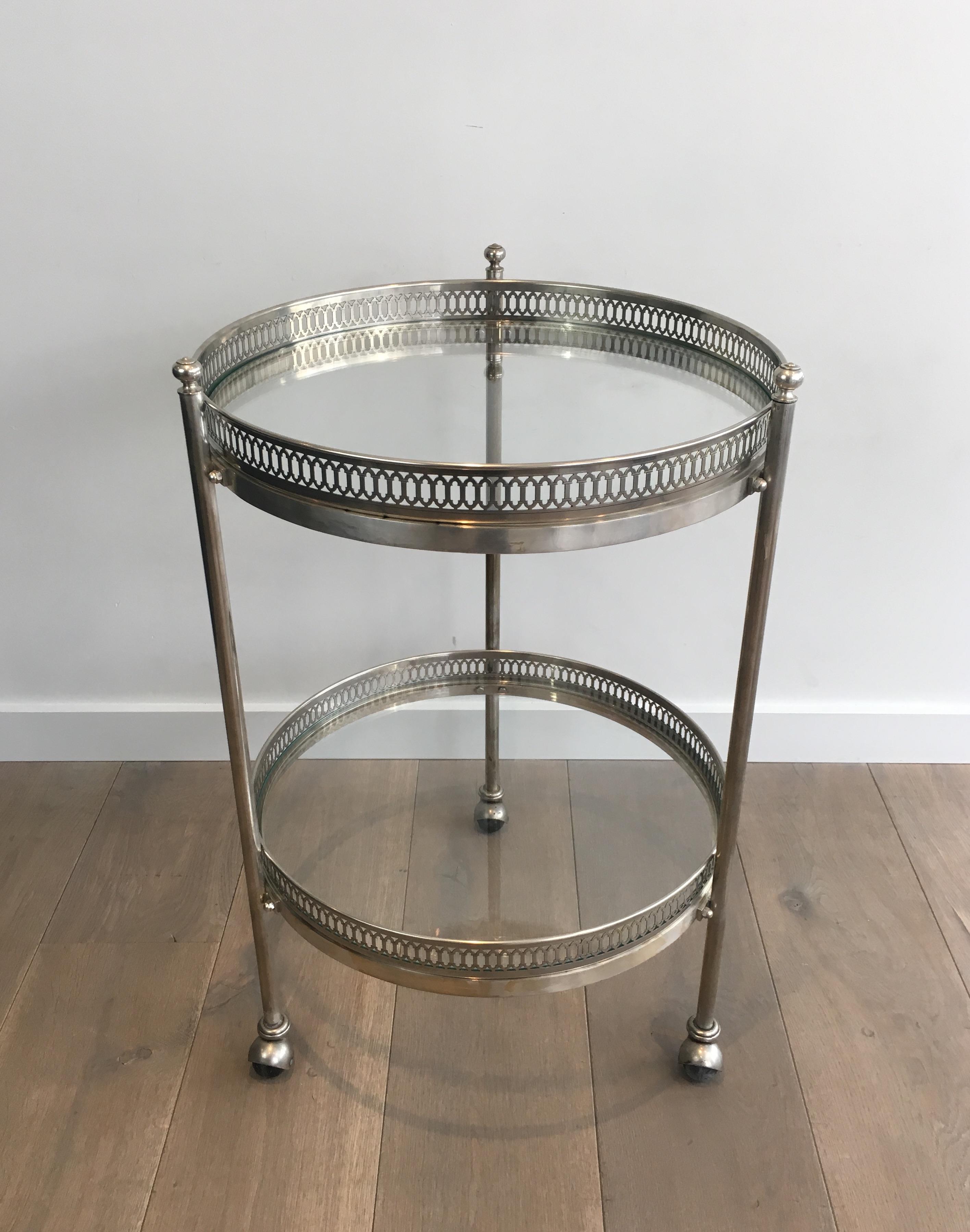 Neoclassical Silver Plated Round Trolley, French, circa 1940 13