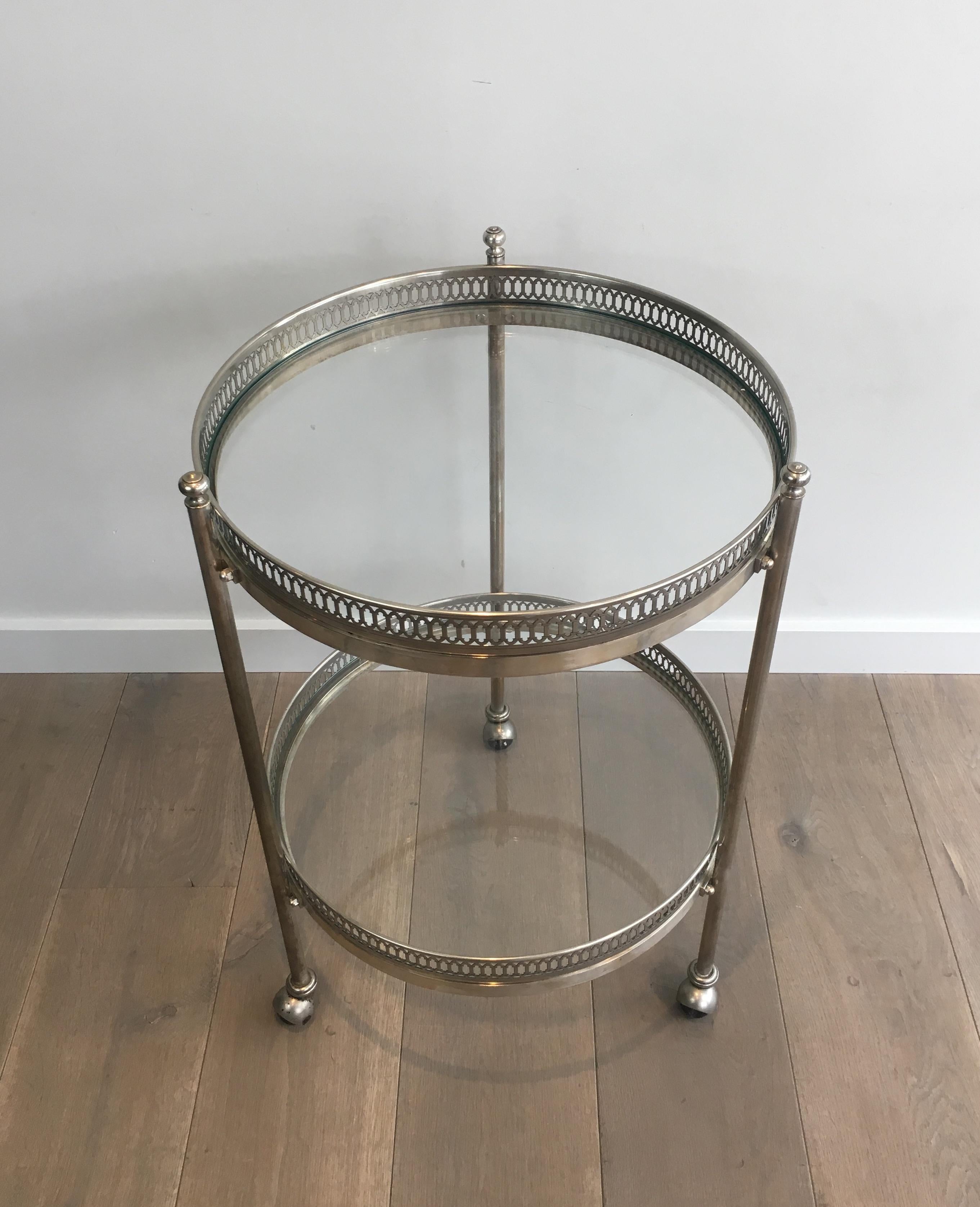 Silvered Neoclassical Silver Plated Round Trolley, French, circa 1940