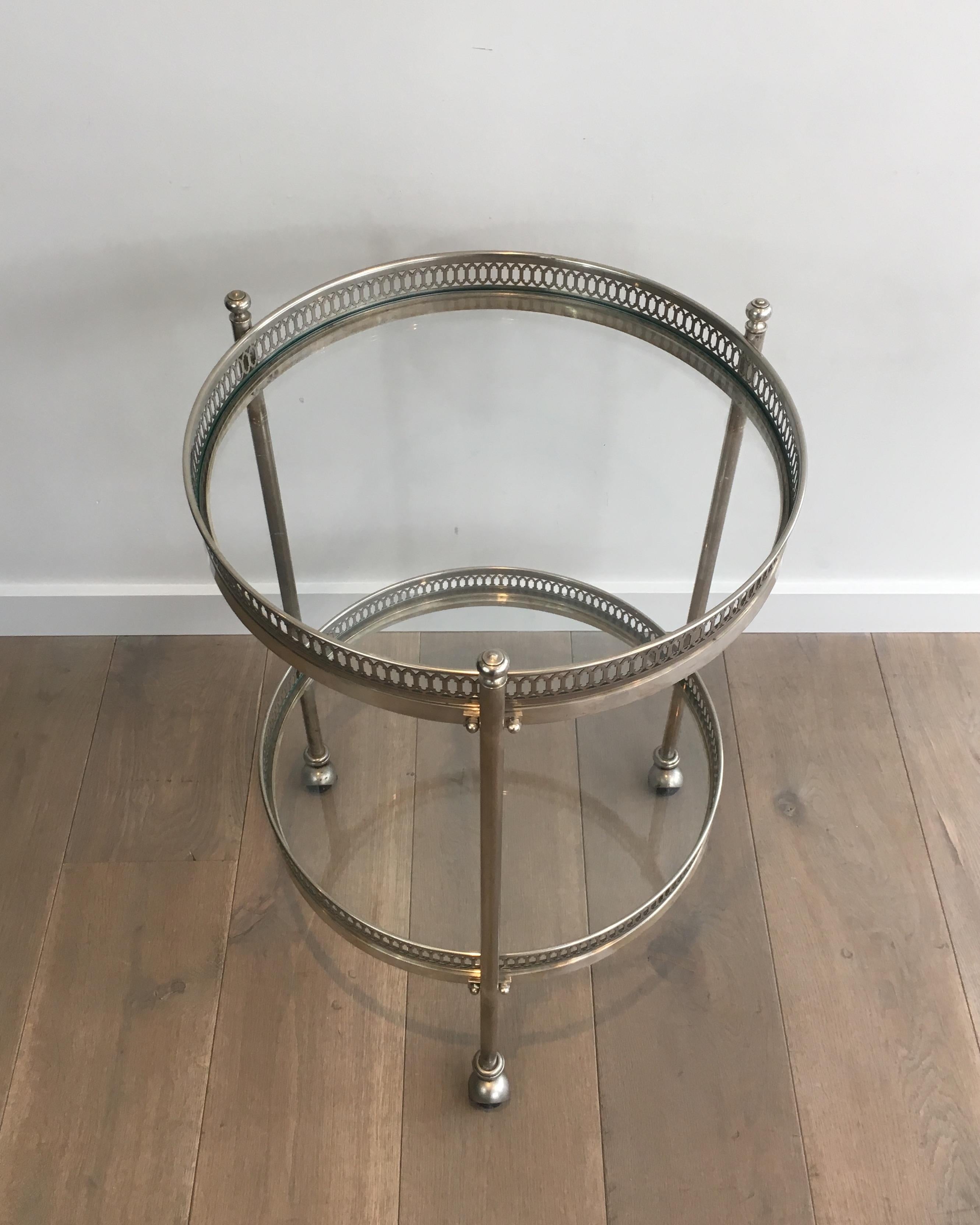 Neoclassical Silver Plated Round Trolley, French, circa 1940 In Good Condition In Marcq-en-Barœul, Hauts-de-France