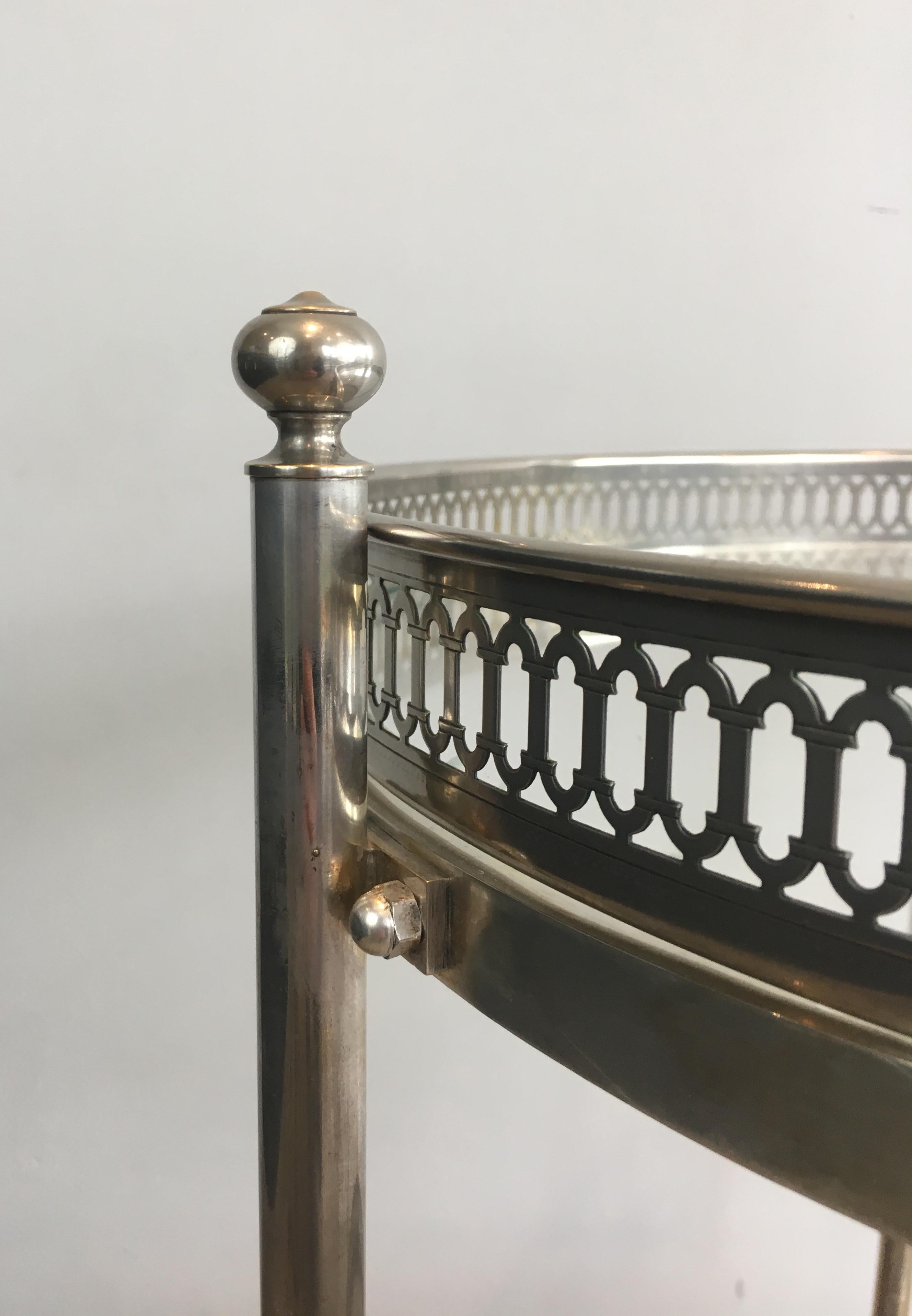 Mid-20th Century Neoclassical Silver Plated Round Trolley, French, circa 1940