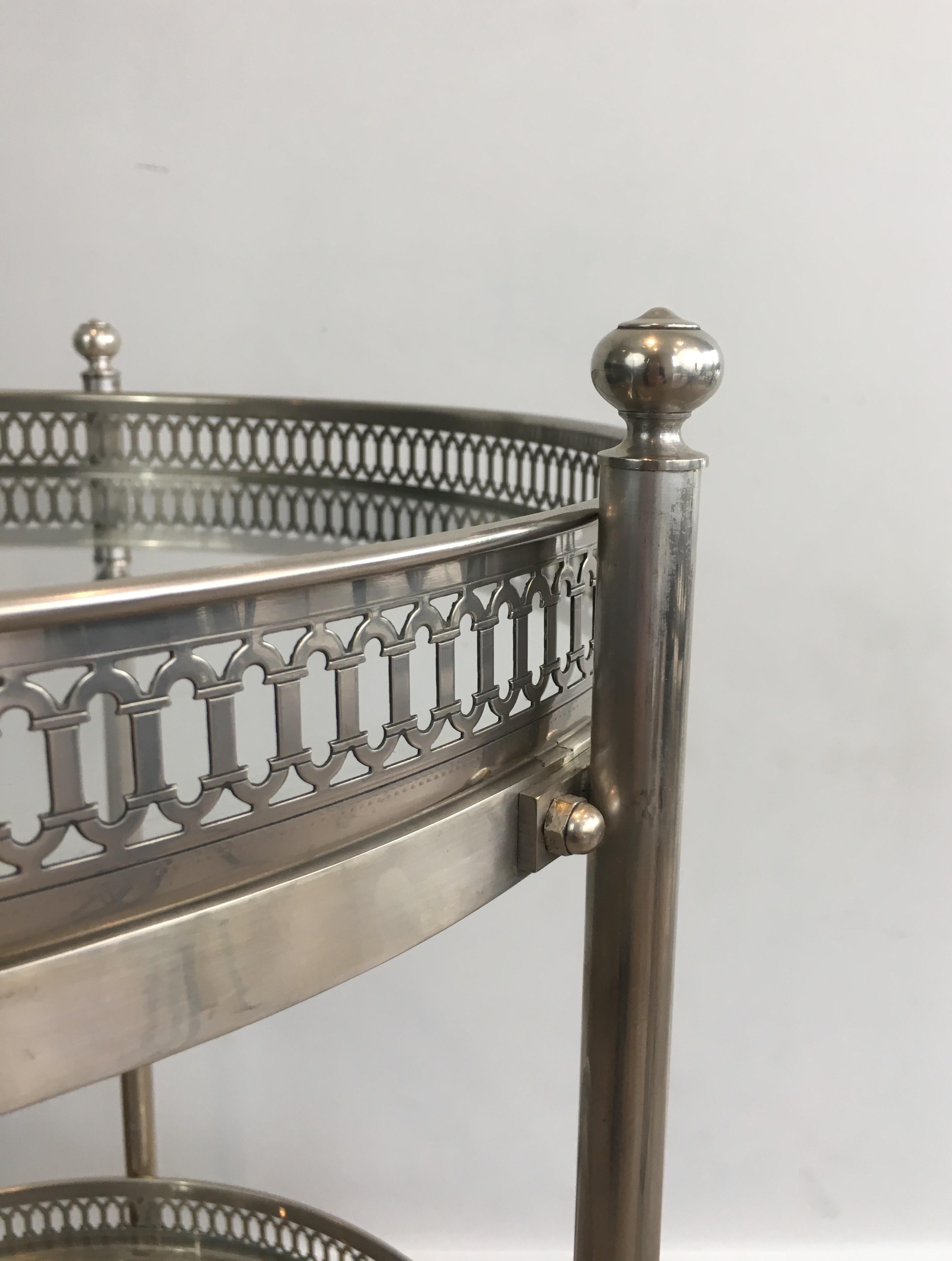 Neoclassical Silver Plated Round Trolley, French, circa 1940 2