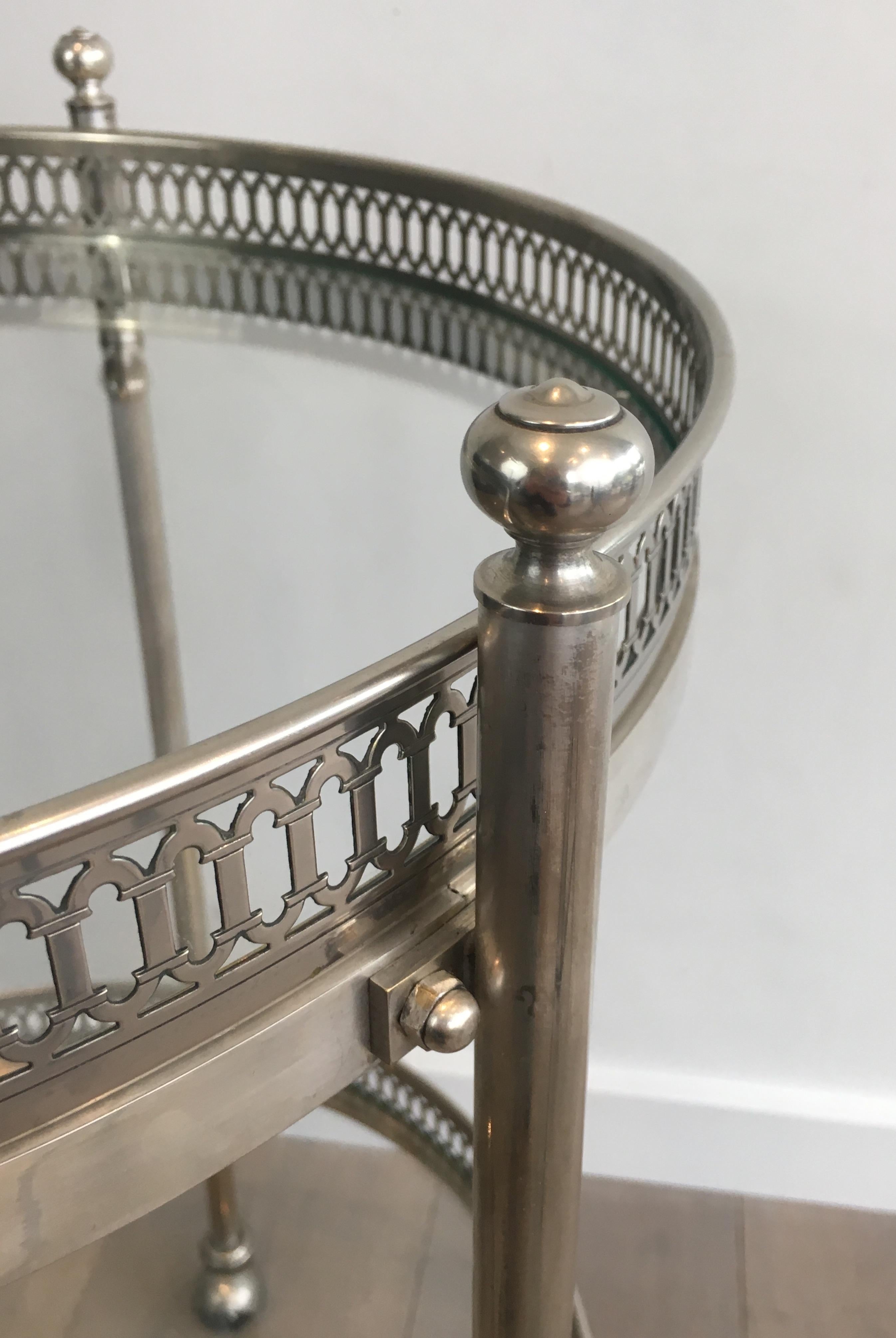 Neoclassical Silver Plated Round Trolley, French, circa 1940 3