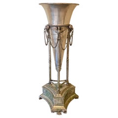 Neoclassical Silver Vase with Swans and Paw Feet