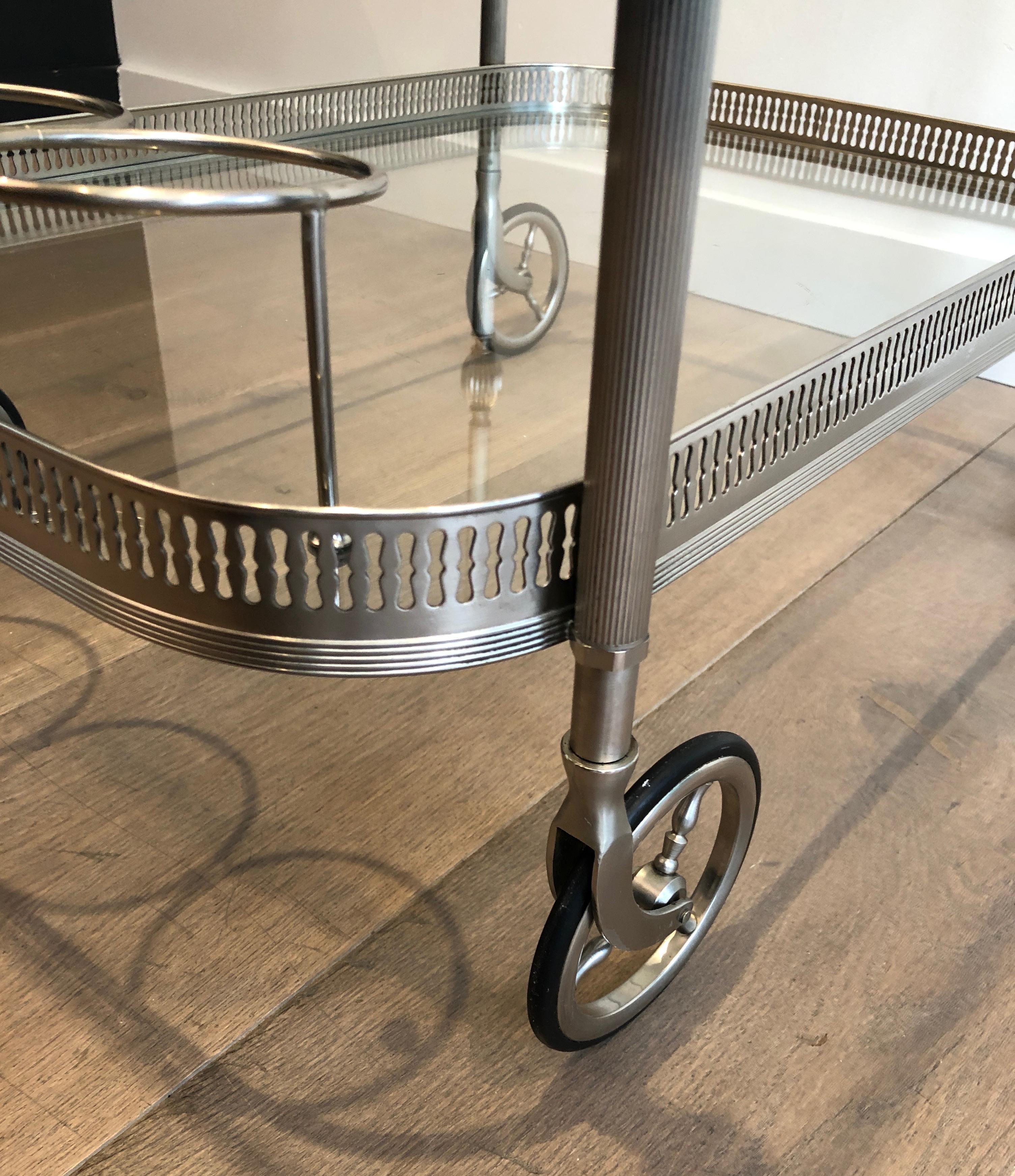 Neoclassical Silvered Brass Drinks Trolley in the Style of Maison Jansen. French 3