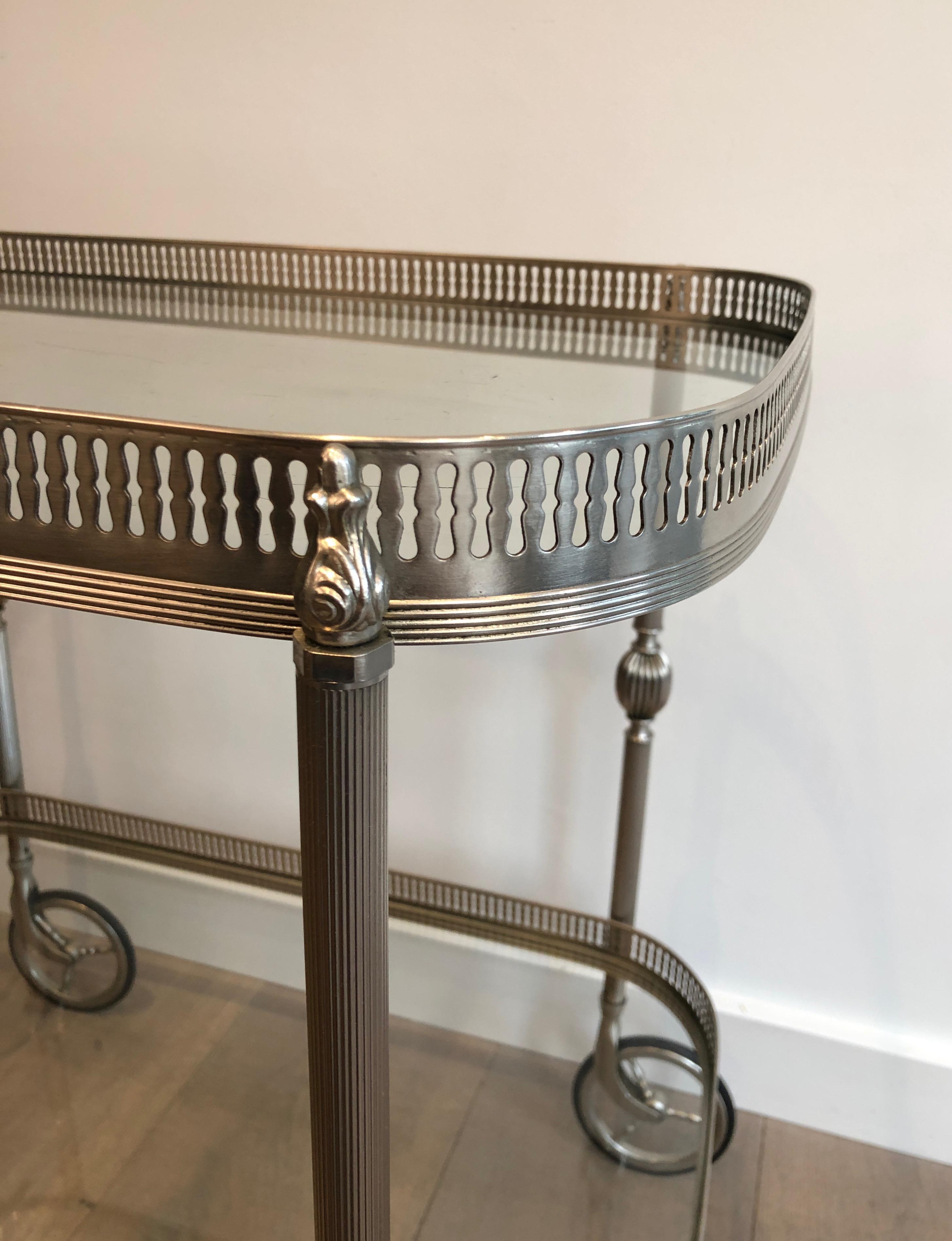 Neoclassical Silvered Brass Drinks Trolley in the Style of Maison Jansen. French 5