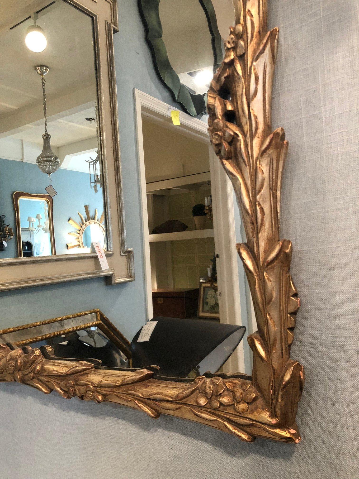 American Neoclassical Silvered Foliate Mirror