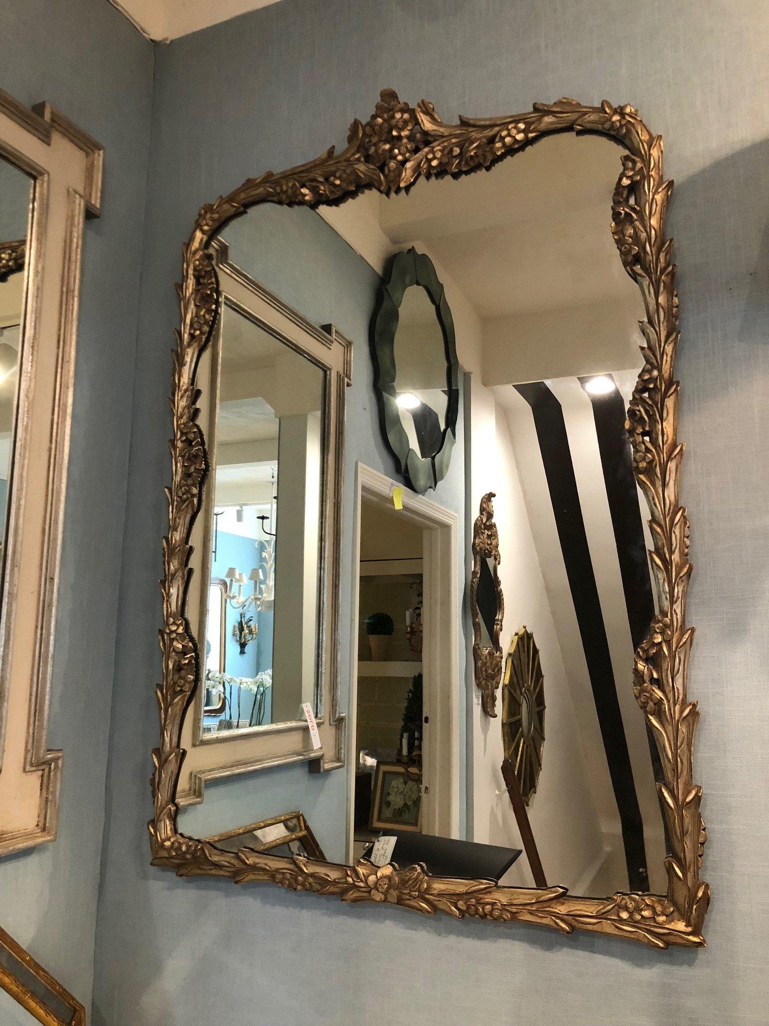 Neoclassical Silvered Foliate Mirror In Excellent Condition In Locust Valley, NY