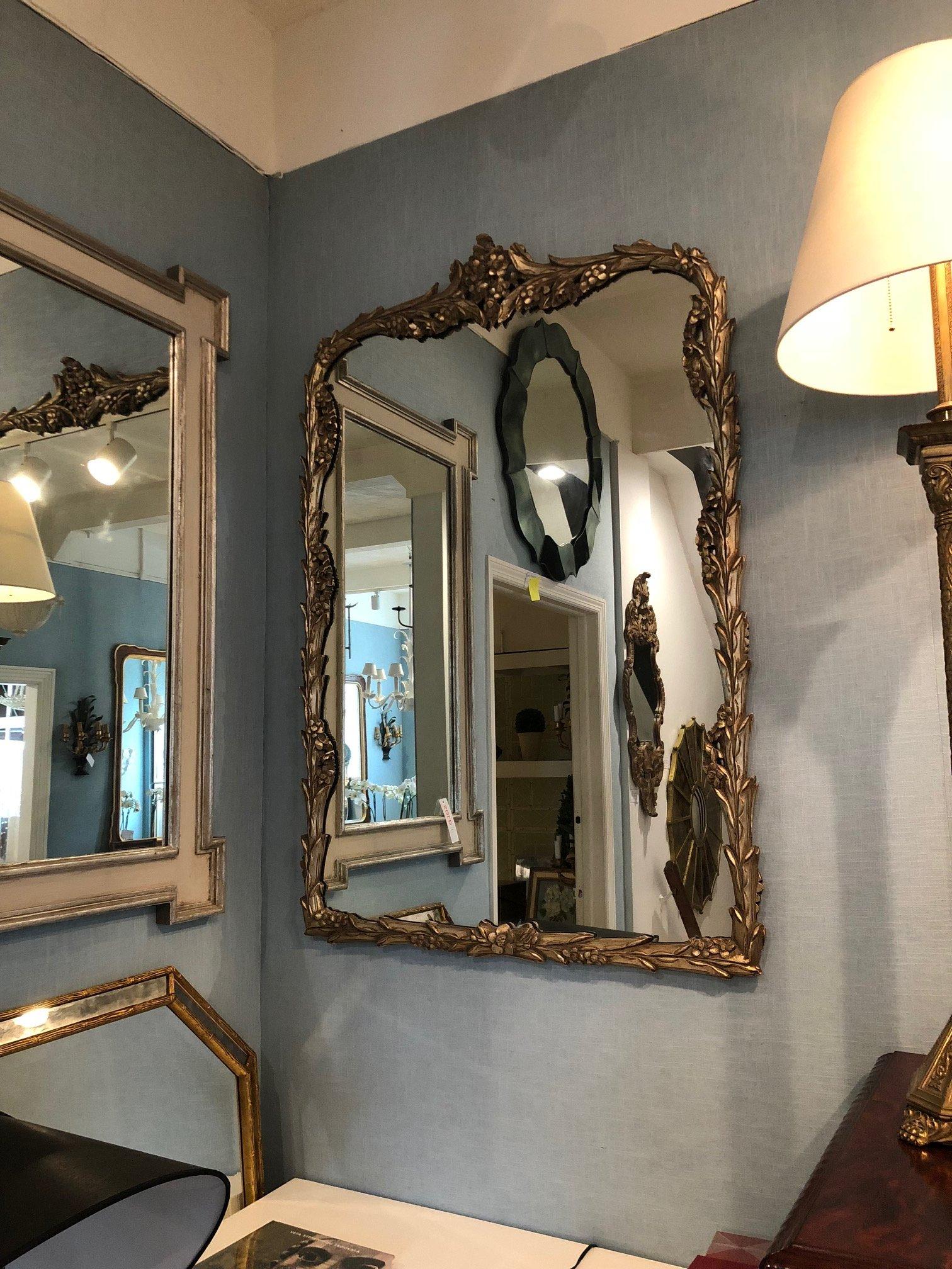 Late 20th Century Neoclassical Silvered Foliate Mirror