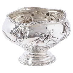 Neoclassical Silverplate Decorative Bowl with Stylized Foliate & Floral Motifs