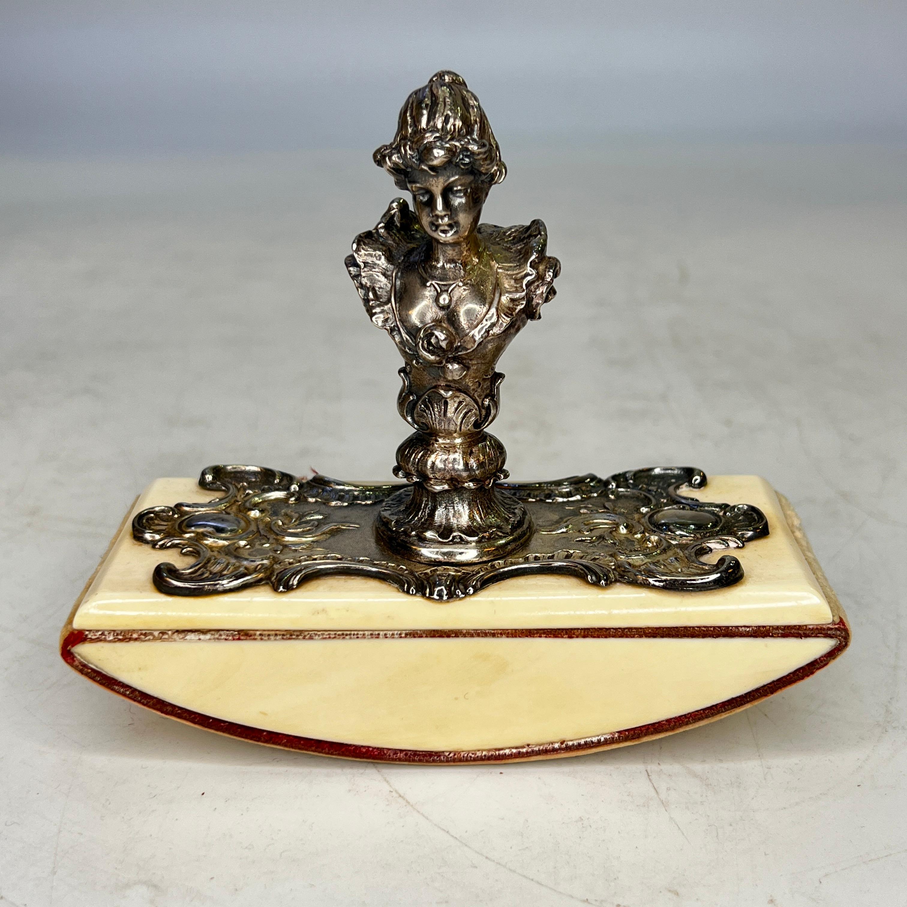 Neoclassical Silverplate Writing Set Including Inkwell and Accessories 2