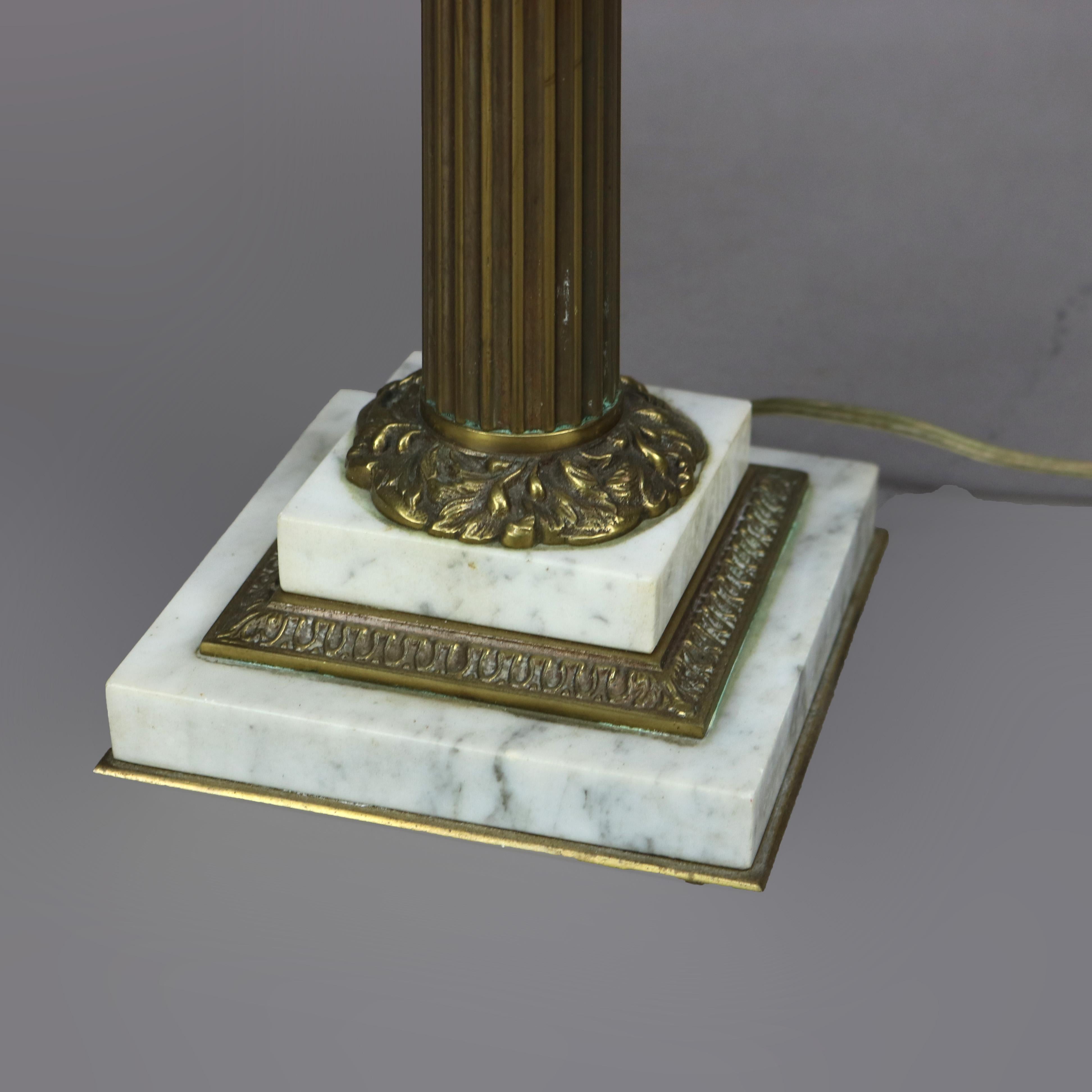 Neoclassical Sinumbra Style Brass, Crystal & Marble Table Lamp 20th C 15