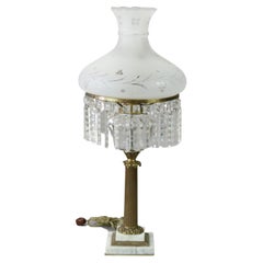 Neoclassical Sinumbra Style Brass, Crystal & Marble Table Lamp 20th C