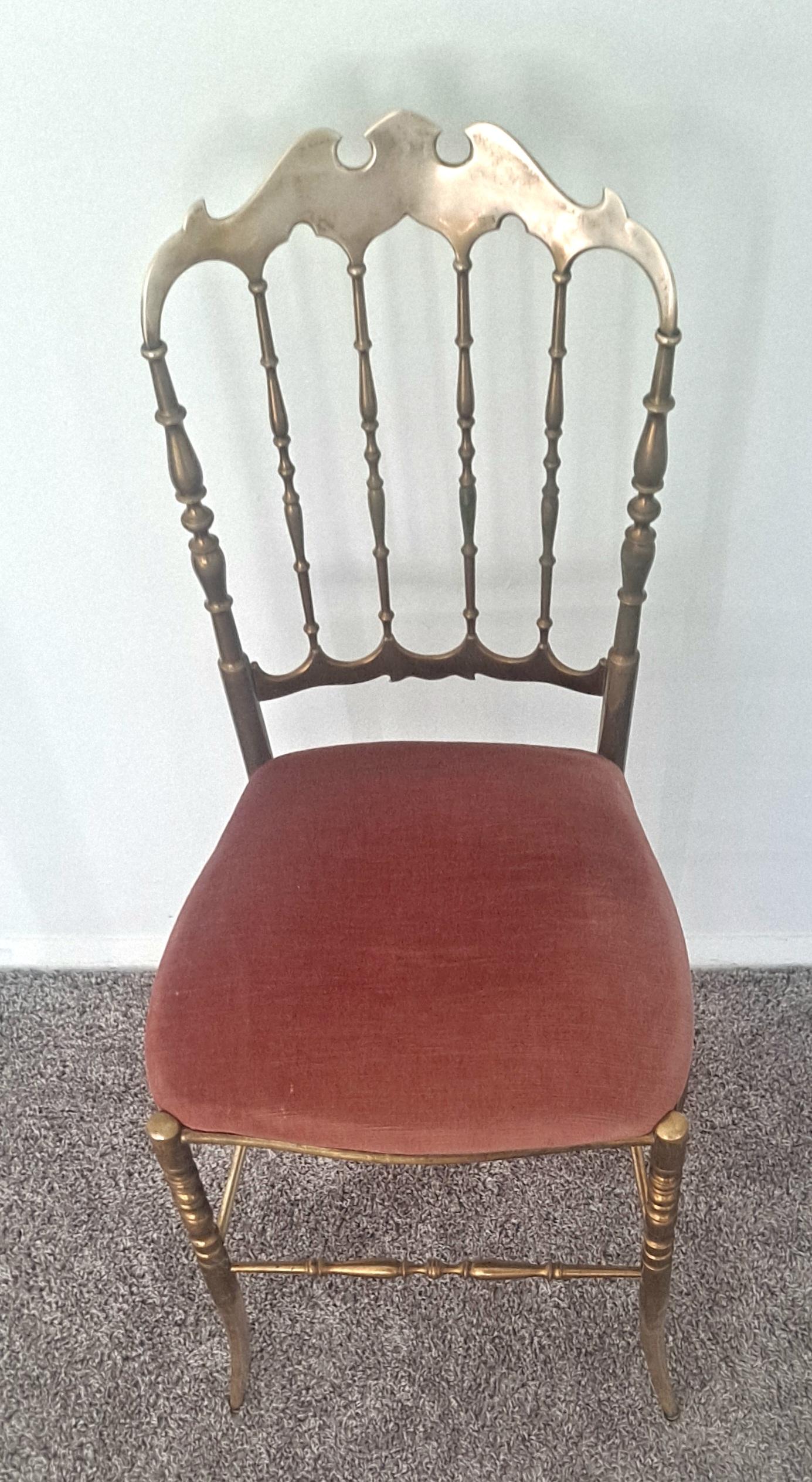 Mid-20th Century Neoclassical Solid Brass Italian Chiavari chair For Sale