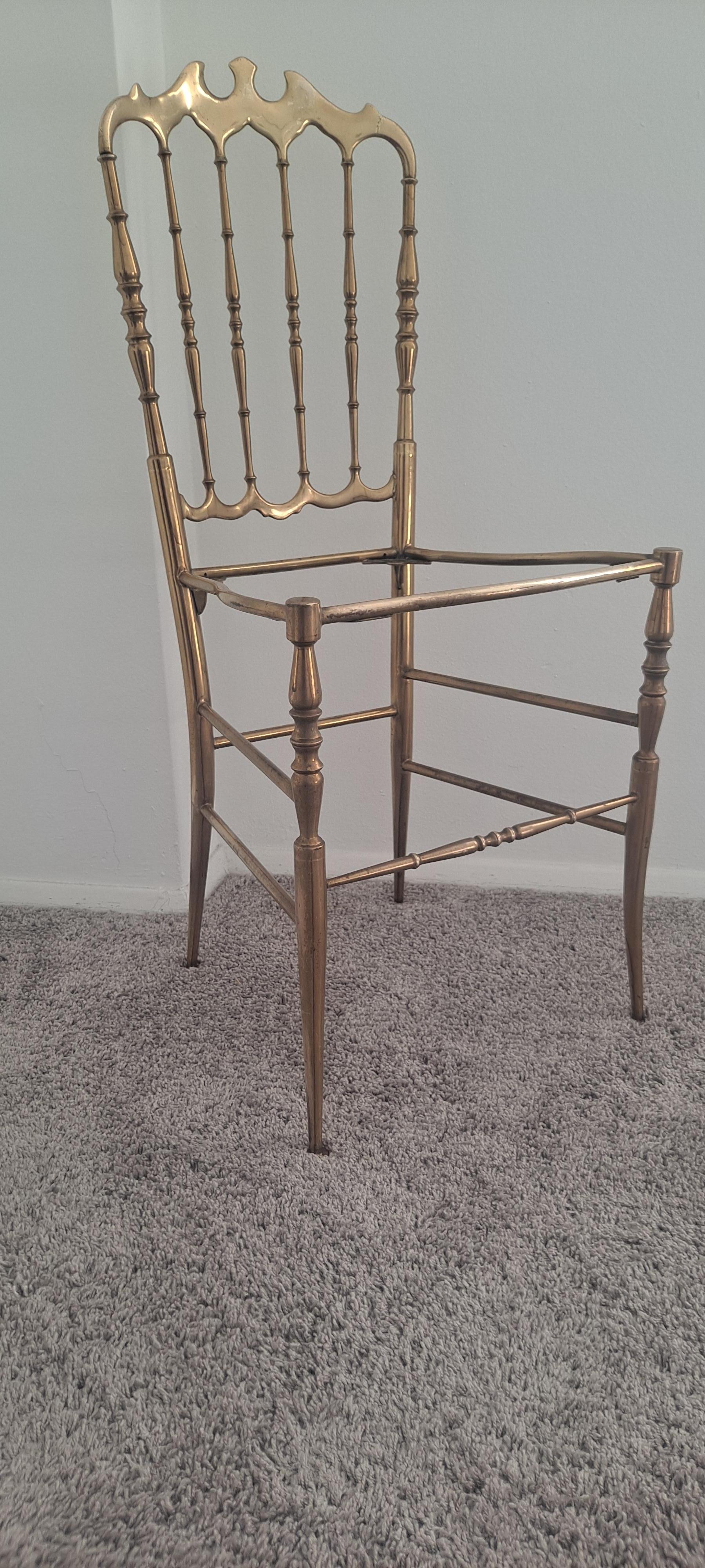 Neoclassical Solid Brass Italian Chiavari Chair For Sale 1