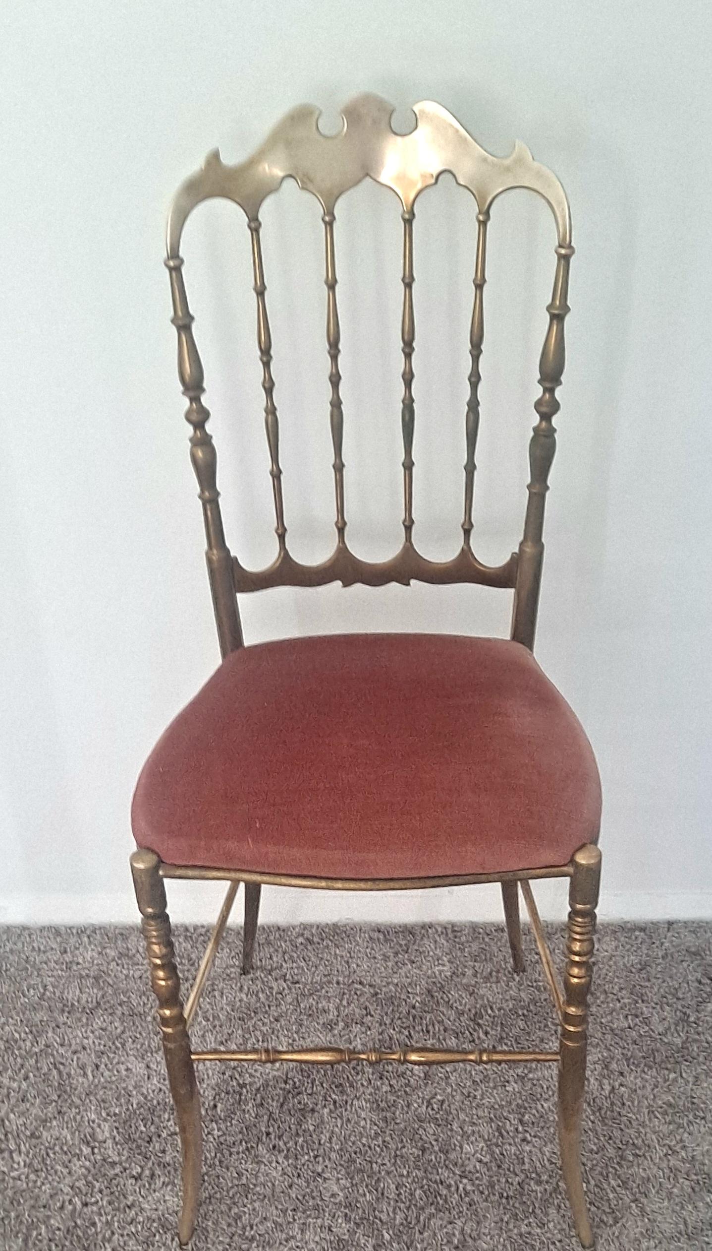 Neoclassical Solid Brass Italian Chiavari chair For Sale 1