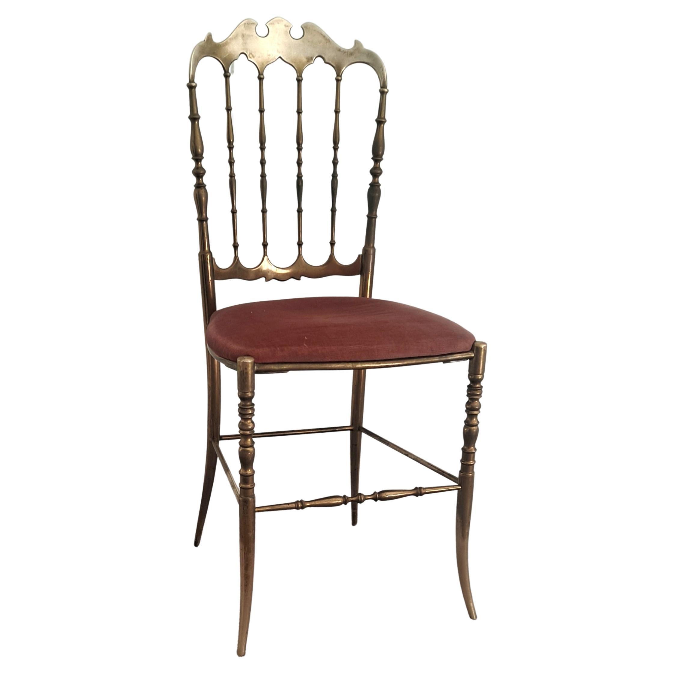 Neoklassizistischer italienischer Chiavari-Stuhl aus massivem Messing