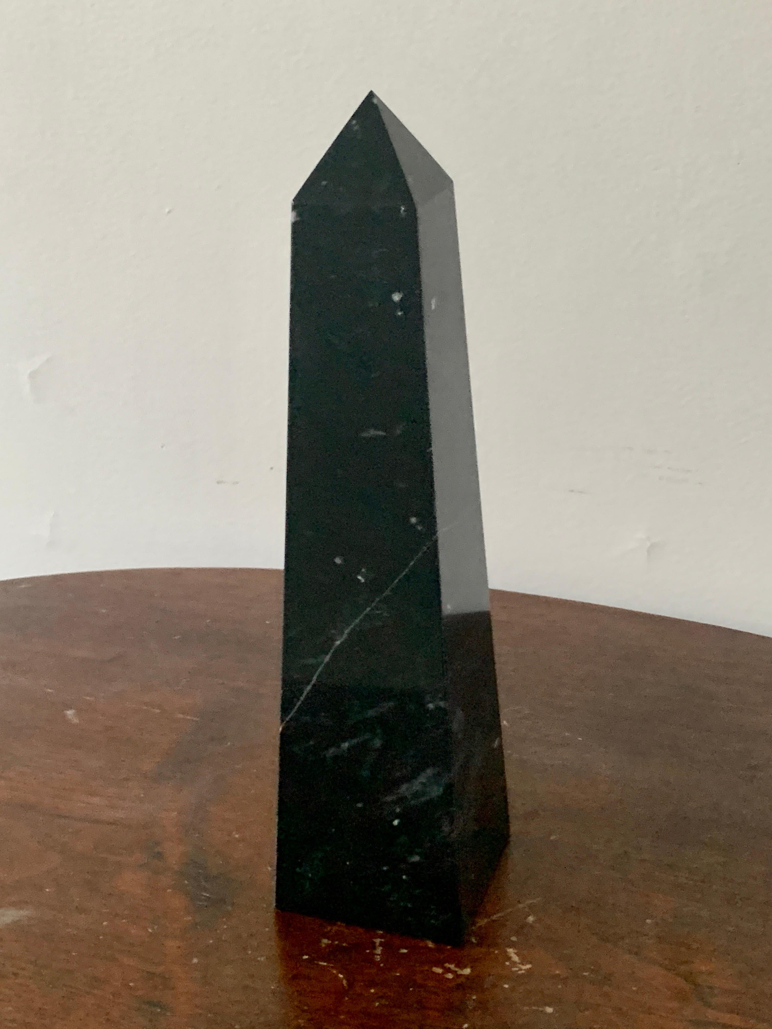 Neoclassical Solid Marble Black and Gray Obelisk For Sale 5