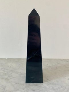 Neoclassical Solid Marble Black and Gray Obelisk
