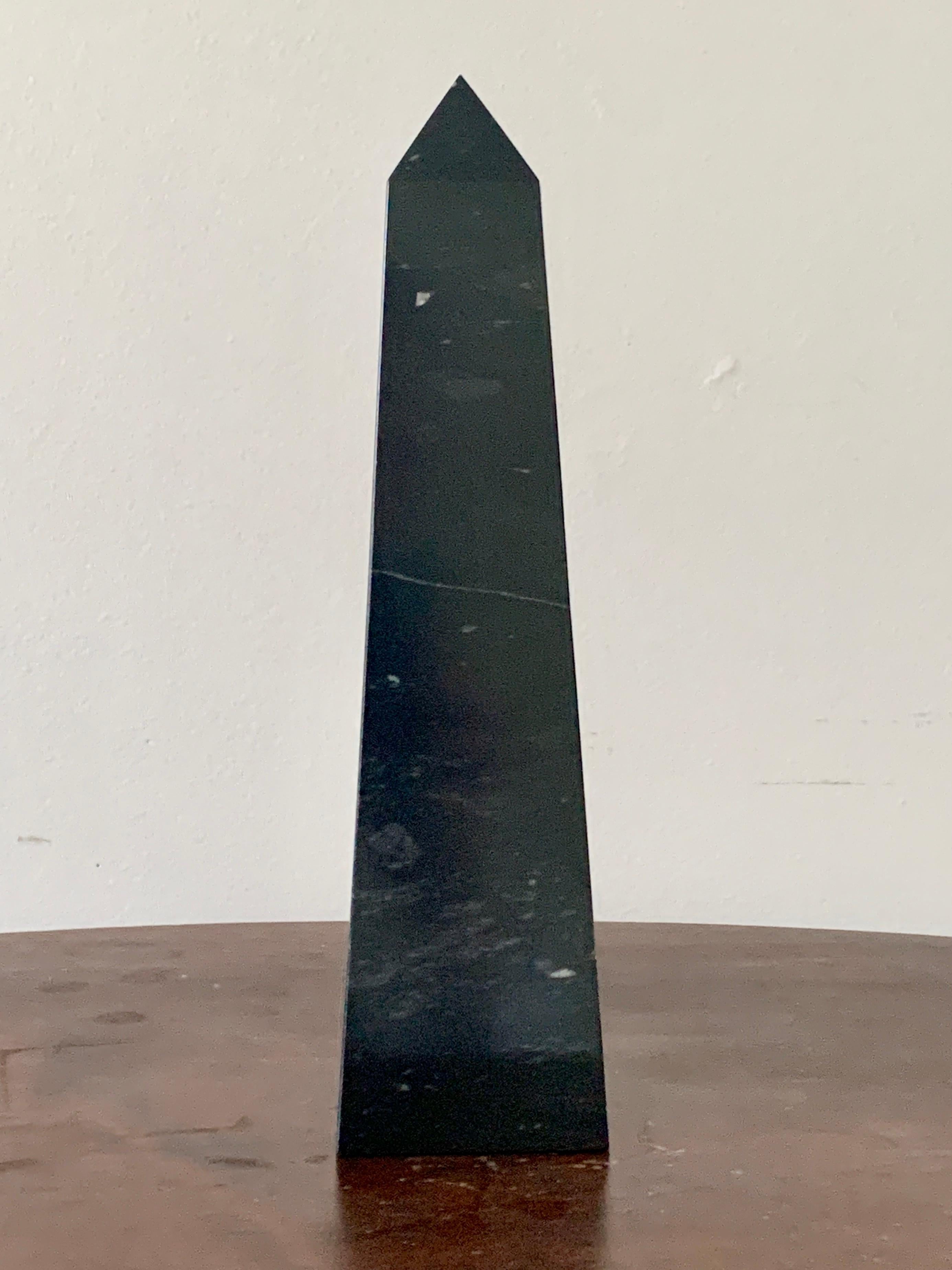 Pakistani Neoclassical Solid Marble Black and Gray Obelisk For Sale
